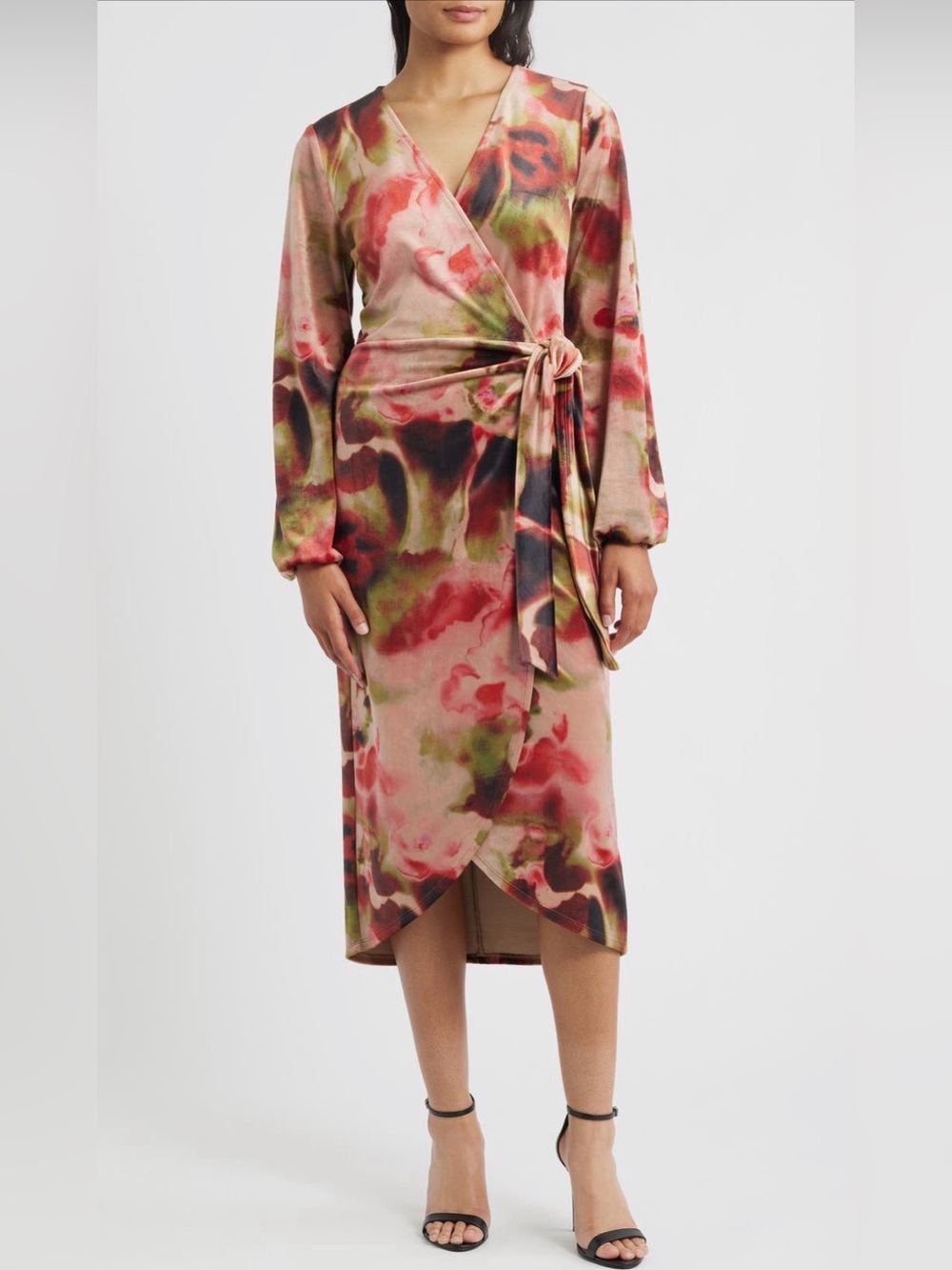 Sam Edelman Moody Long Sleeve Faux Wrap Midi Dress Size 6 NWT
